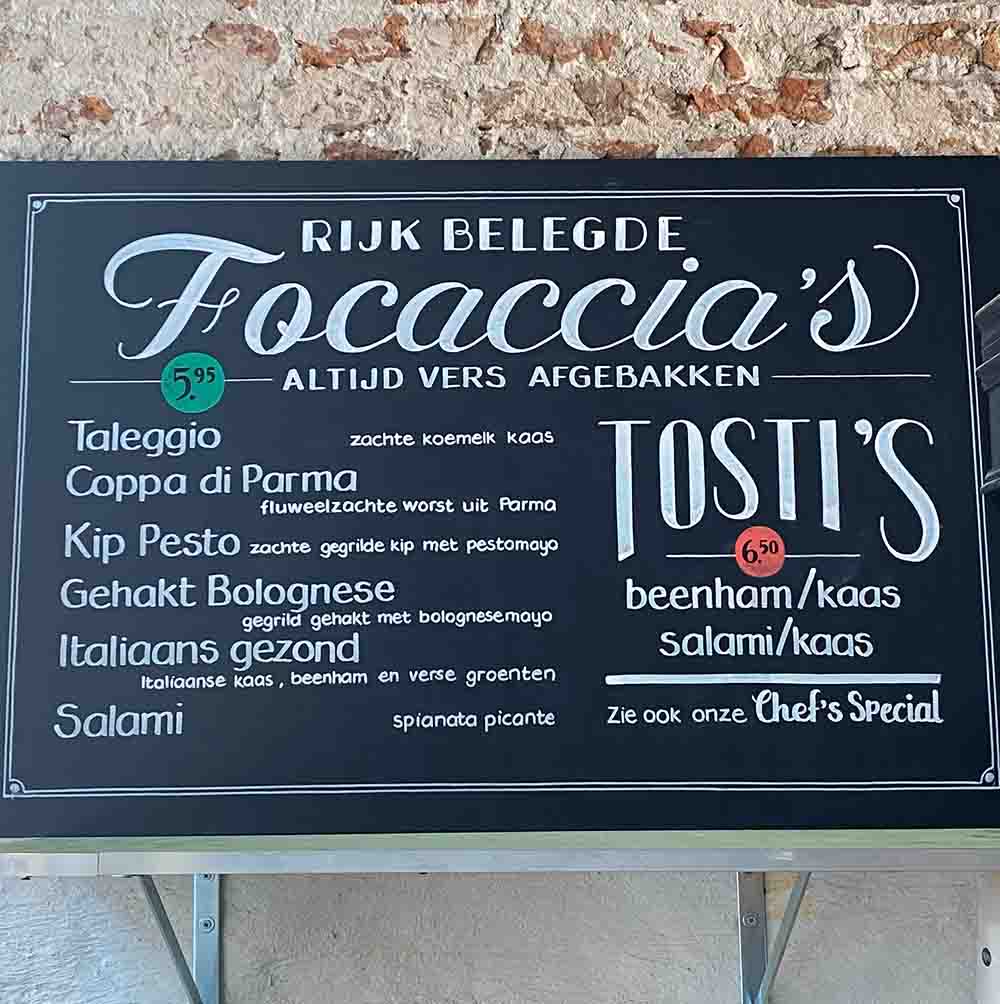Margherita's Italiaanse Delicatessen Zutphen belegde broodjes, Giusti balsamico, Leonardi Balsamico, Dressings en azijnen